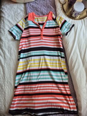Isaac Mizrahi Polo Multicolour Collared Button Up Dress